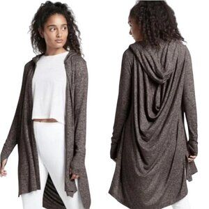 Athleta Harmony Wrap Hooded Cardigan Size Small Long Sleeve Slouchy Gray Relaxed